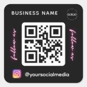 Volg ons op het Logo Sociale Media van de Code van Vierkante Sticker (Voorkant)