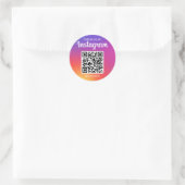 Volg ons op Ingebouwde Sociale Media QR Code Ronde Sticker (Tas)