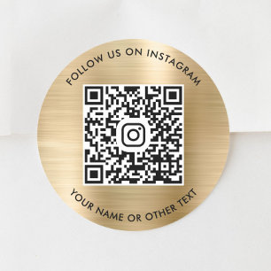 Volg Ons Op Instagram QR Code Goud Ronde Sticker