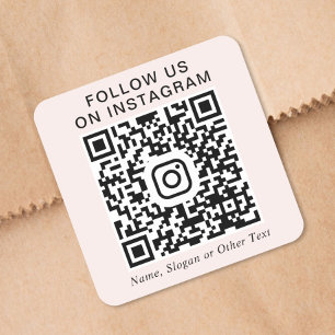 Volg Ons Op Instagram QR Code Roze Promotie Vierkante Sticker