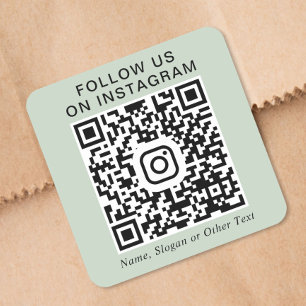 Volg Ons Op Instagram QR Code Sage Groen Vierkante Sticker