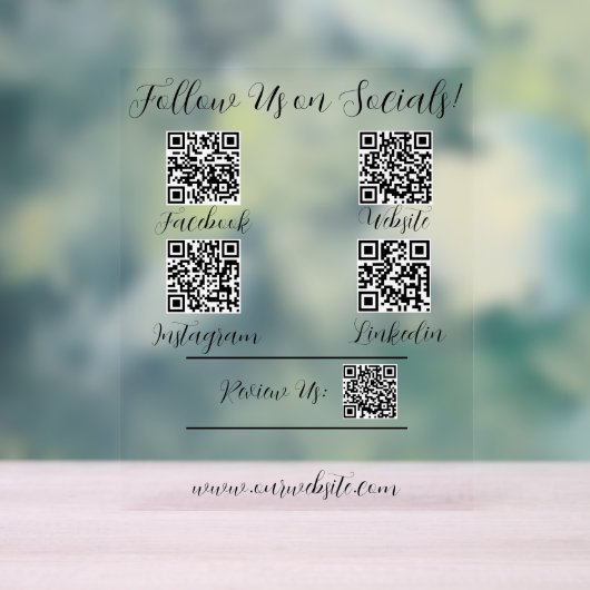 Volg ons op Social Media Acryl Sign Acryl Bord (Neutraal)