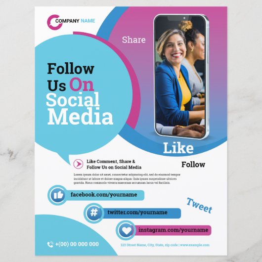 Volg ons op social media brochure (Voorkant)