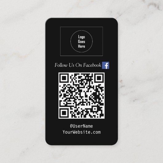 Volg ons op Social Media QR Code Black Visitekaartje (Voorkant)