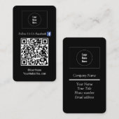Volg ons op Social Media QR Code Black Visitekaartje (Voorkant / Achterkant)