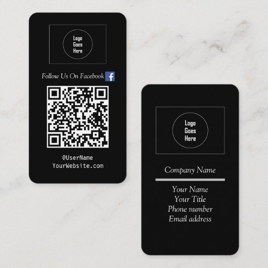 Volg ons op Social Media QR Code Black Visitekaartje (Voorkant / Achterkant)