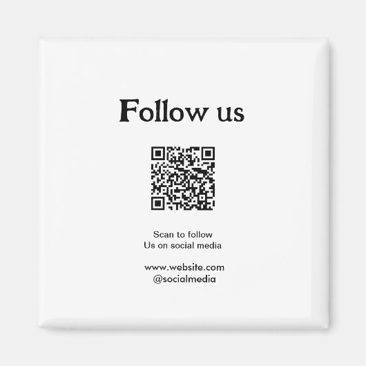 Volg ons op sociale media scan QR-code om te volge Magneet (Voorkant)