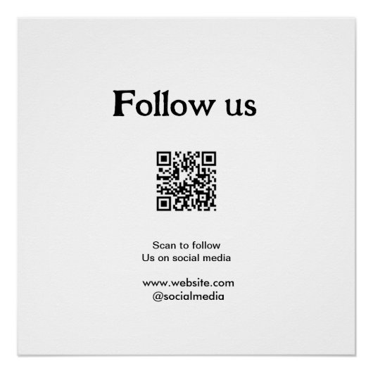 Volg ons op sociale media scan QR-code om te volge Perfect Poster