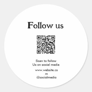 Volg ons op sociale media scan QR-code om te volge Ronde Sticker