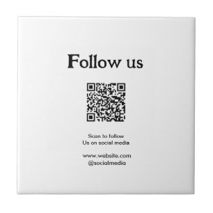 Volg ons op sociale media scan QR-code om te volge Tegeltje