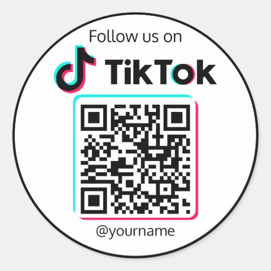 Volg ons op TikTok Social Media QR Code Ronde Sticker (Voorkant)