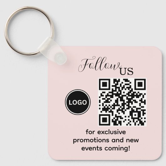 Volg Ons Roze Blush Sleutelhanger (Voorkant)
