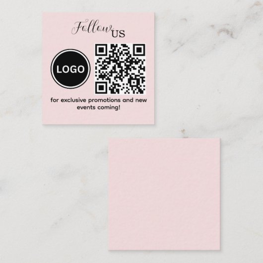 Volg ons Roze Blush Vierkante Visitekaartje (Voorkant / Achterkant)