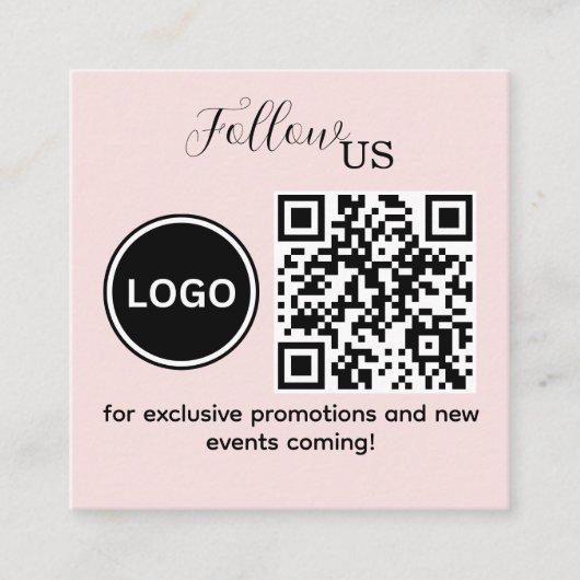 Volg ons Roze Blush Vierkante Visitekaartje (Voorkant)