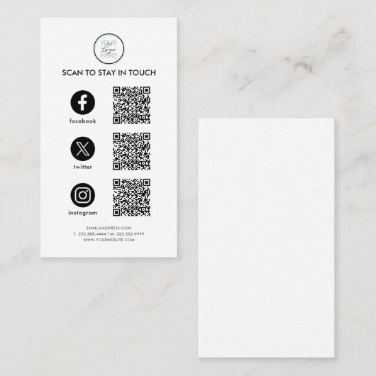 Volg ons Social Media QR Code Visitekaartje (Voorkant / Achterkant)