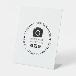 Volg Ons Social Media Zakelijk Tafelbord Reclamebord Met Voetstuk