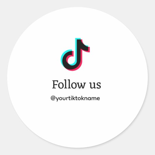 volg ons tiktok gebruikersnaam social media voeg Q Ronde Sticker (Voorkant)