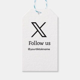 volg ons twitter X gebruikersnaam social media voe Cadeaulabel