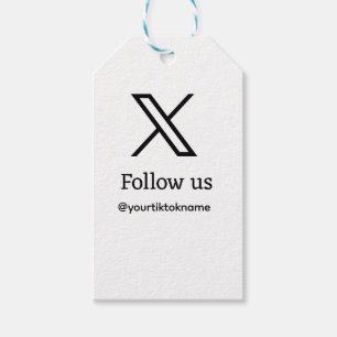 volg ons twitter X gebruikersnaam social media voe Cadeaulabel