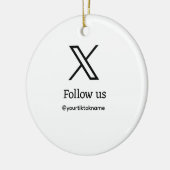 volg ons twitter X gebruikersnaam social media voe Keramisch Ornament (Links)