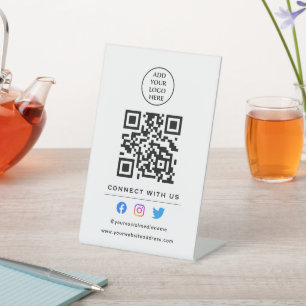 Volg QR-code om contact met ons op te nemen Jouw l Reclamebord Met Voetstuk