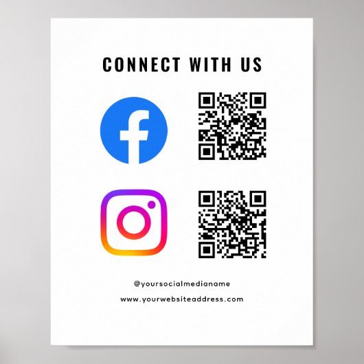 Volg Scan Connect With Us QR Code Social Media Poster (Voorkant)
