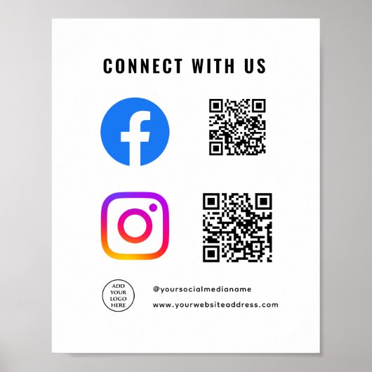 Volg Scan Maak Contact met Ons QR Code Logo Hier Poster (Voorkant)