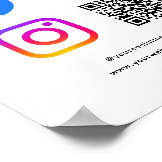 Volg Scan Maak contact met ons QR-code social medi Poster (Hoek)