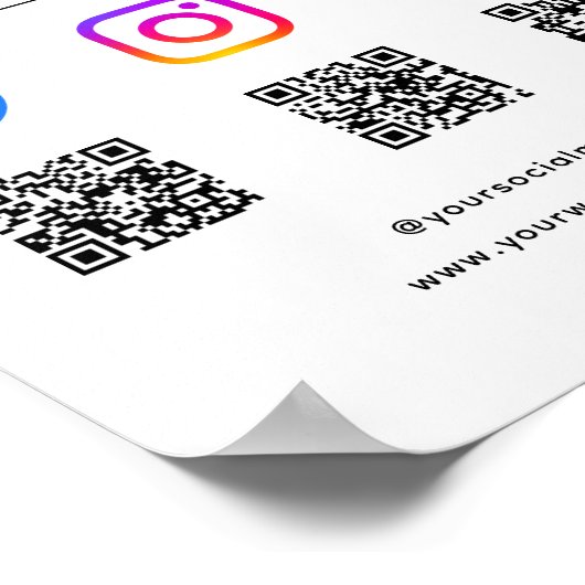 Volg Scan me Connect with UQR Code Uw Logo Poster (Hoek)