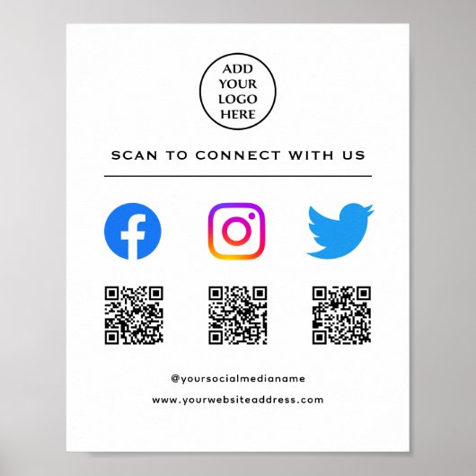 Volg Scan Me Maak Contact Met Ons QR Code Uw Logo Poster (Voorkant)