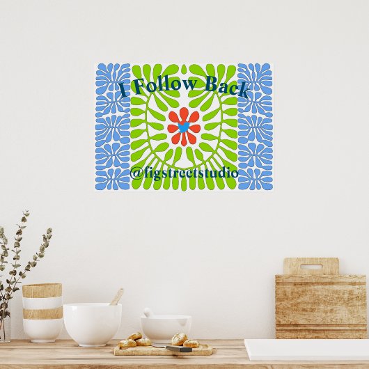 Volg terug Blauwe Vogel, Poster (Keuken)