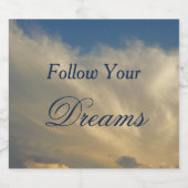 Volg uw dromen blauwe hemelwolken Afstuderen Bier Etiket (Enkel label)