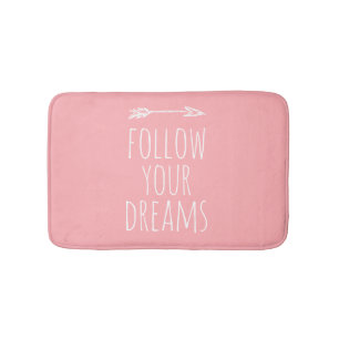 Volg uw dromen - citaat blush roze Girls Bath Mat