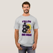 Volg uw dromen - zwarte kat Jack-O-Lantern T-shirt (Voorkant volledig)