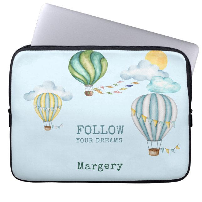 Volg uw droomluchtballonnen laptop sleeve (Voorkant)