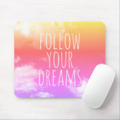 Volg uw droomroze en Oranje citaat Mousepad Muismat (Met muis)
