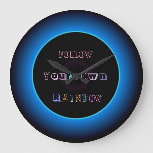 "Volg uw eigen regenboog "> verlichte wandklok (Voorkant)