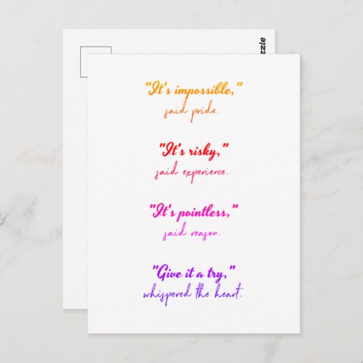 Volg uw hart briefkaart (Voorkant / Achterkant)