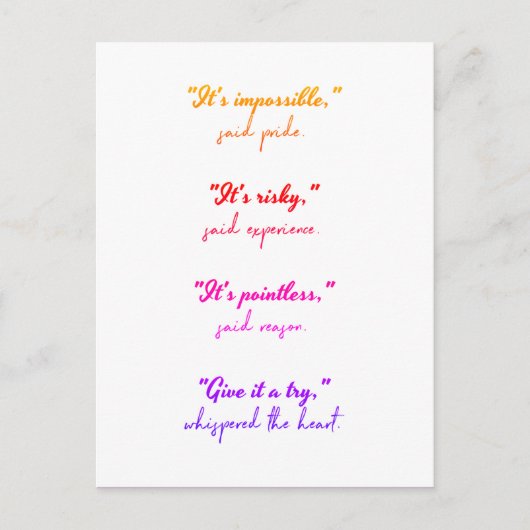 Volg uw hart briefkaart (Voorkant)