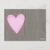 Volg uw hartkloppende roze doodle hart op hout briefkaart (Achterkant)