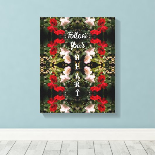 Volg uw hartRozen Abstract Inspirerend Canvas Afdruk (Insitu (Houten vloer))