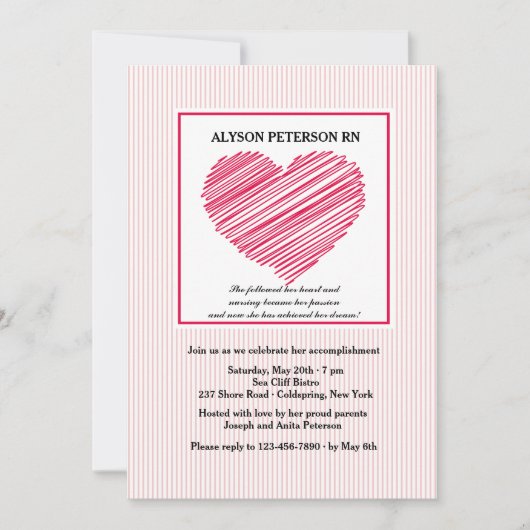 Volg uw hartverpleegkundige Afstuderen uitnodiging (Voorkant)