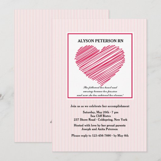 Volg uw hartverpleegkundige Afstuderen uitnodiging (Voorkant / Achterkant)