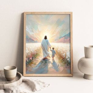 Volg Zijn Licht, Moderne Christelijke Kunst, Jezus Poster