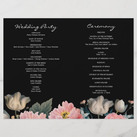 Volgde Romantic Floral Wedding Program Booklet Flyer (Achterkant)