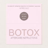 Volgde roze Botox Filler Aftercare Card Visitekaartje (Buitenkant ongevouwen)