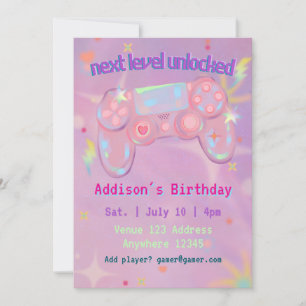 Volgend Level Ontgrendeld, Roze Gamer Verjaardag Kaart