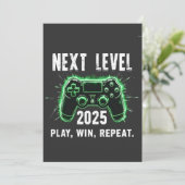 Volgend Niveau 2025 Spelen Winnen Herhalen Grappig Bedankkaart (Staand voorkant)