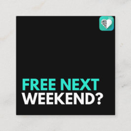Volgend weekend vrij? vierkante visitekaartje