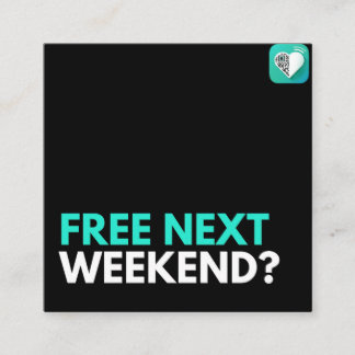 Volgend weekend vrij? vierkante visitekaartje
